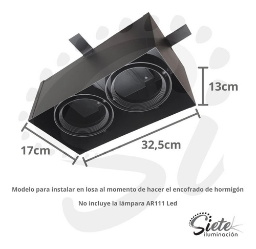 Pack Spot Embutir Techo Para Hormigón Losa 2 Luces Ar111