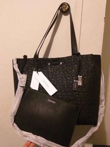 Bolsa Tote Calvin Klein Negra Reversible Mujer Regalo | Meses sin intereses