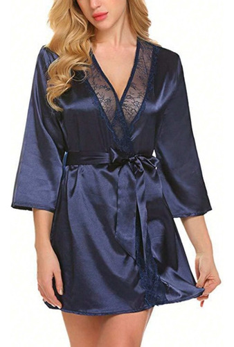Ropa Para Dormir Perspectiva Atractivas Encaje Bata Kimono 1