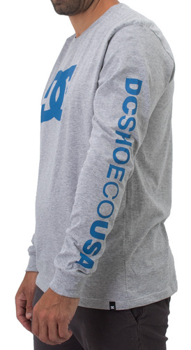 Imagen 2 de 3 de Remera Ml Star Dcshoecousa (gri) Dc