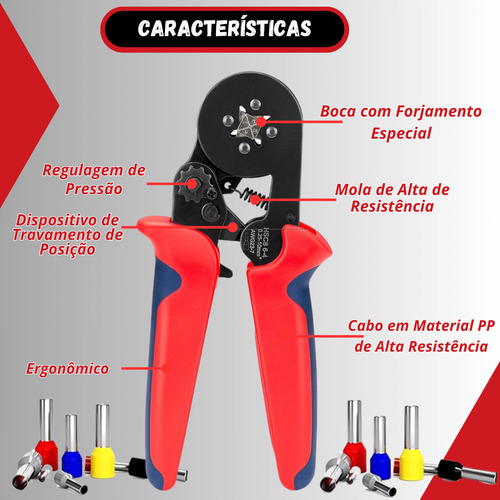 Alicate Crimpar Prensa Terminal Tubular 0,25 Até 10mm Cietec