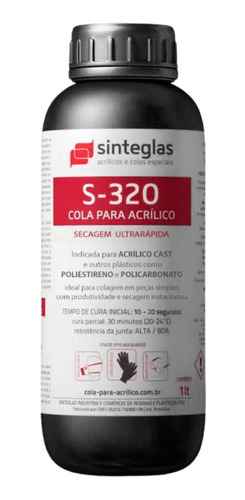 Imagem 1 de 9 de Cola Acrílico S320 Policarbonato Isopor Poliestireno 1 Litro