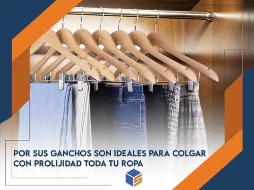 Pack De 10 Perchas Con Ganchos De Madera Lustrada Y Barniza