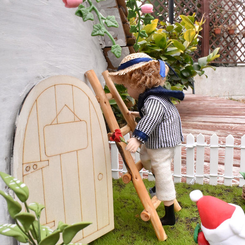 1/12 Mini Escaleras De Madera Photo Props Simulación 1/12