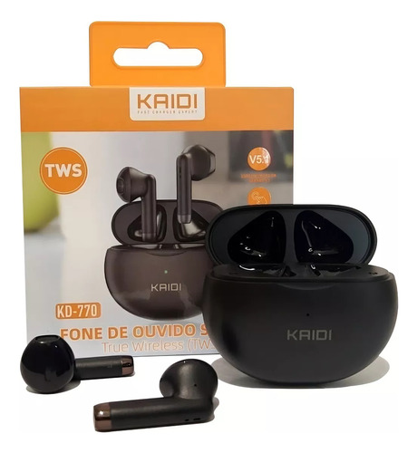 Fone De Ouvido Sem Fio Preto Controle Touch Kaidi Kd-770