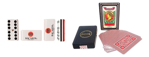 Domino Bacardi Ingles Blanco + Baraja Faisan Española Roja