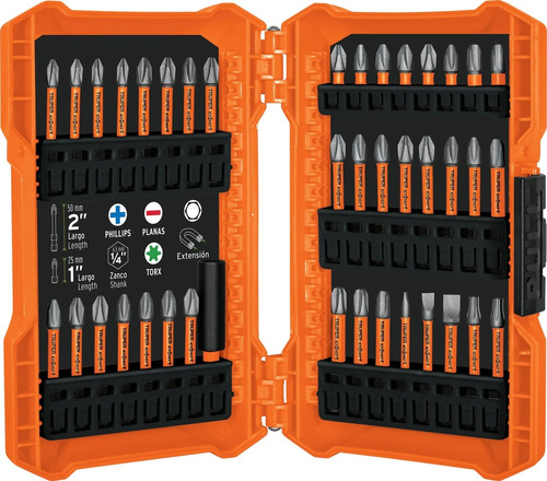 Juego 40 Puntas Impacto Phillips Plana Torx 1'' Y 2'' Truper