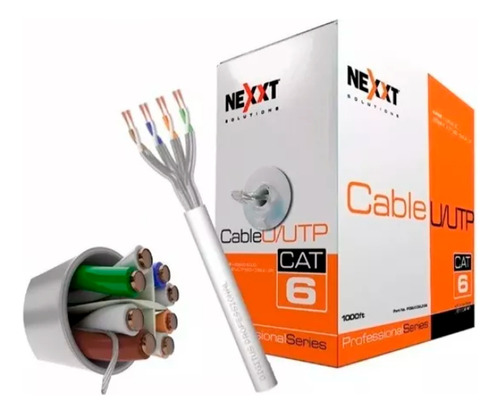 Rollo De Cable Utp Nexxt Cat6 100mts 100% Cobre Gris En Caja