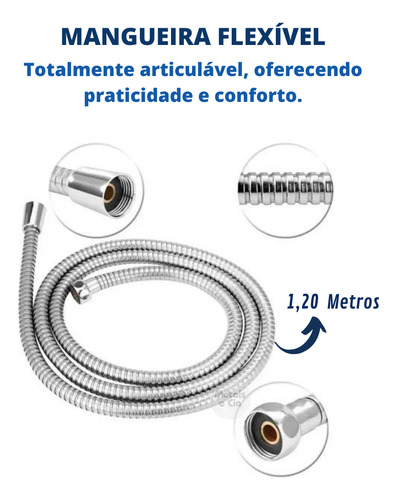Ducha Higiênica Luxo Com Acionamento 1/4 Volta C65 Acabamento Fosco Cor Prateado