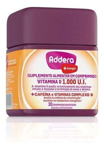 Addera +energia 30 Comprimidos Revestidos Sabor Sem sabor