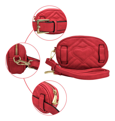 Bolsa Feminina Transversal E Pochete - Golden Fenix Cor Vermelho