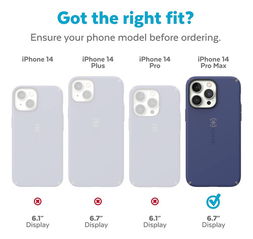 Funda Speck para iPhone 14 Pro Max, delgada, protección contra caídas, resistente a los arañazos con tacto suave para iPhone 14 Pro Max de 6,7 pulgadas, funda de doble capa