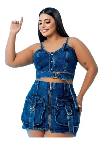 Mercado livre saia jeans plus on sale size