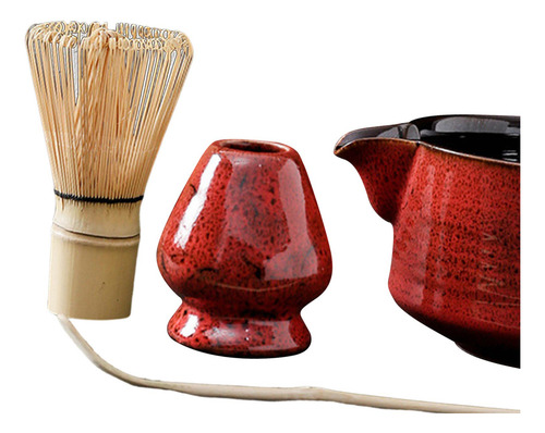 Juego De 4 Piezas De Batidor De Bambú Y Soporte Para Rojo