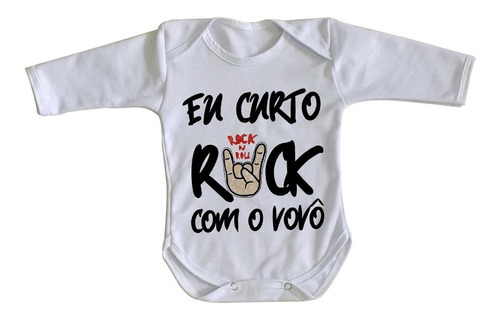 Body Bebê Luxo Eu Curto Rock Com O Vovô Avô Musica Presente