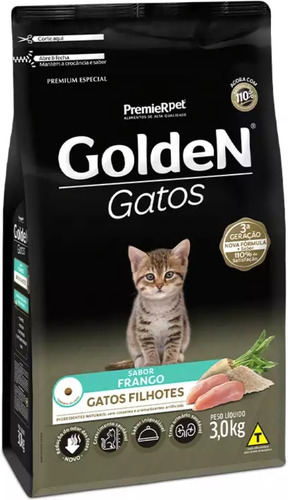 Alimento Golden para gato desde cedo todos os tamanhos sabor frango em sacola de 3kg