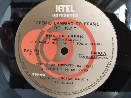 Grêmio Campeão Mundial '83 (capa do compacto em vinil)