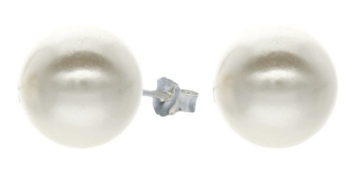 Aros Perla  Blanca 8 Mm Plata Italiana Ley 925