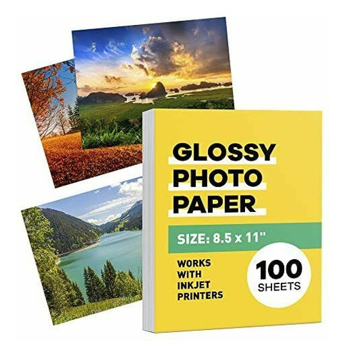 Papel Fotográfico Premium Glossy T/carta 200gr Paq 100 Hojas Color Blanco