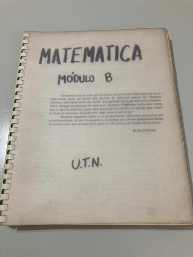 Libro Matemática Módulo B Utn. Usado. Fotoc (Usado)