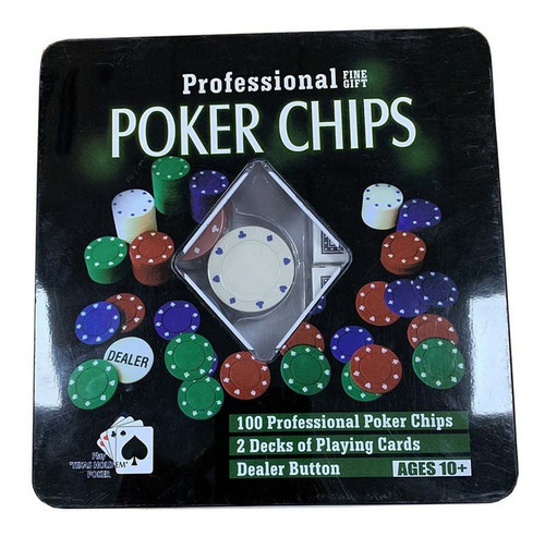 Juego De Mesa Pocker Chips Profesional 100 Piezas