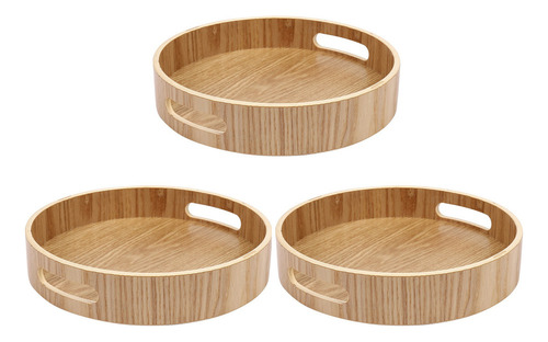 Bandejas Redondas De Bambu Para Servir, 3 Bandejas