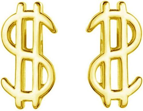 Lindos Aretes Con Signo De Dinero Para Mujeres Y Niñas, Plat