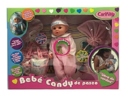 Bebe Candy Llora De Verdad C/bolso Y Pañal Cariñito