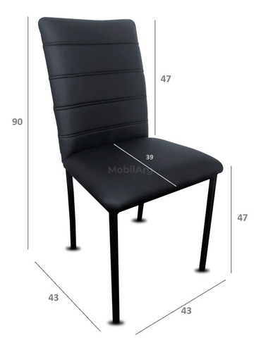 Imagen 4 de 6 de Silla Vestida Comedor Cocina Estructura De Acero Negra