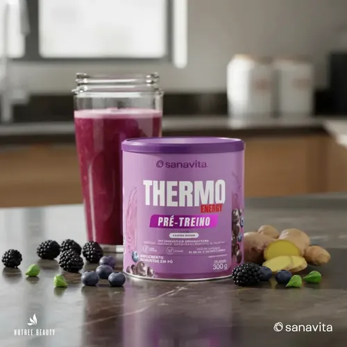 Thermo Energy 300g Sanavita Termogênico Pré Treino Sabor Frutas