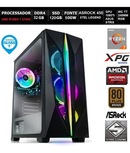 Pc Gamer Top Liketec R7 3700x 1080 Asrockb450 32gb Wc240mm