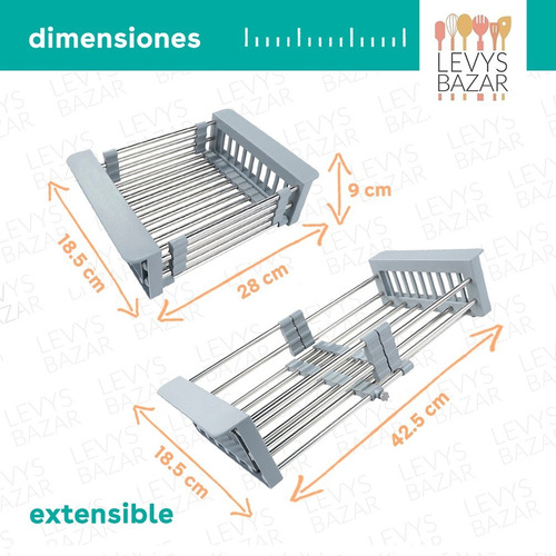 Secaplatos Escurridor Extensible Para Bacha Verduras Frutas