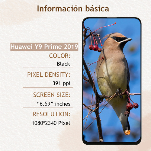 Pantalla Lcd Táctil Para Huawei Y9 Prime 2019 Con Marco Stk-l21 Stk-l22 Stk-lx3 Jkpkj