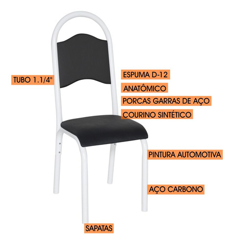 Kit 4 Cadeiras Jantar Ciplafe Cris Tubo Branco