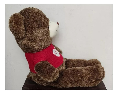 Lindo Suave Grande Oso De Peluche Con Sueter Rojo Juguete Color Café