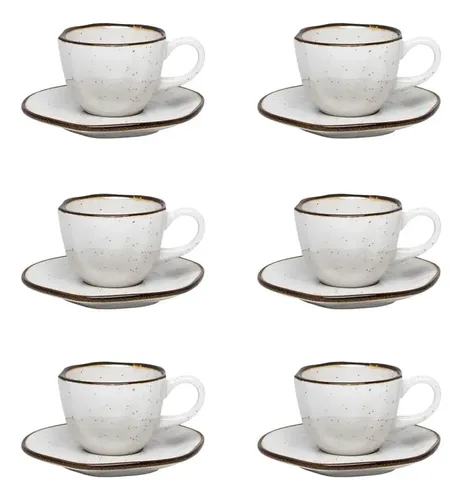 Kit 6 Xícaras De Cafezinho 75ml Porcelana Ryo Maresia Oxford