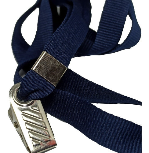 Imagem 5 de 10 de Kit Azul Marinho 100 Porta Cracha Rigido + 100 Cordão