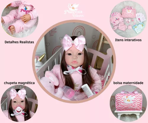 Boneca Bebê Reborn Realista Linda 20 Itens Bolsa Maternidade