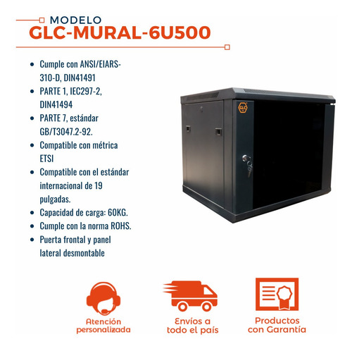 Rack Mural Soho 6 Unidades Glc 19 Pulgadas Interior 500mm