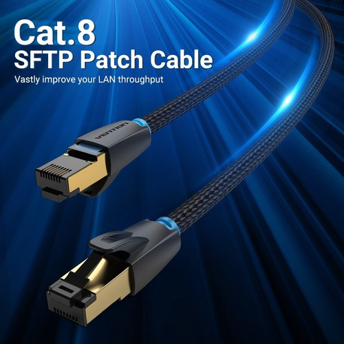 Imagen 2 de 8 de 5 Mts. Cat8 Sftp 40gbps. Cable Nylon Red Ethernet. Vention.
