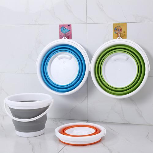 Balde Dobrável Retrátil Silicone 5 Litros Flexivel Azul