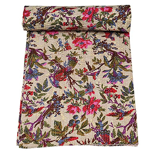 Colcha Kantha De Algodón Puro Hecha Mano De India Esta...