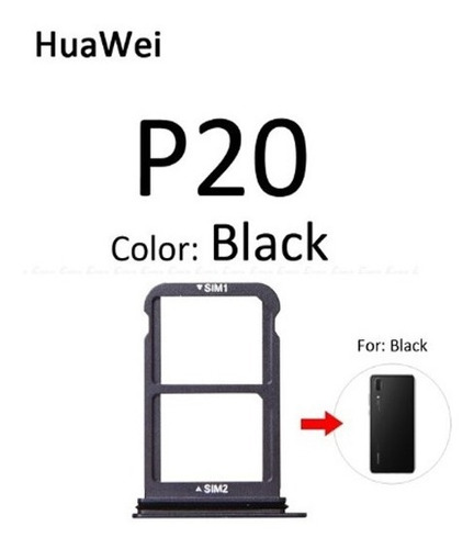 Bandeja Porta Sim Bandeja Chip Huawei P20 Negro