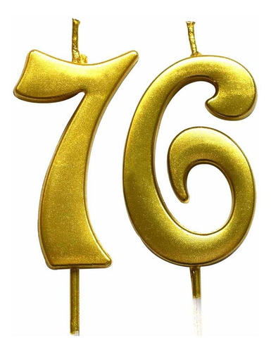 Vela Dorada Número De 76 Cumpleaños  Número 76 Decor...