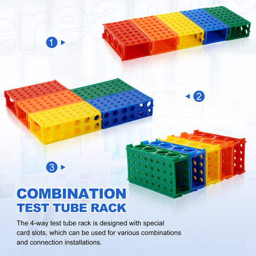 Estante De Tubo Plástico 4 Vías Colorido Para Laboratorio