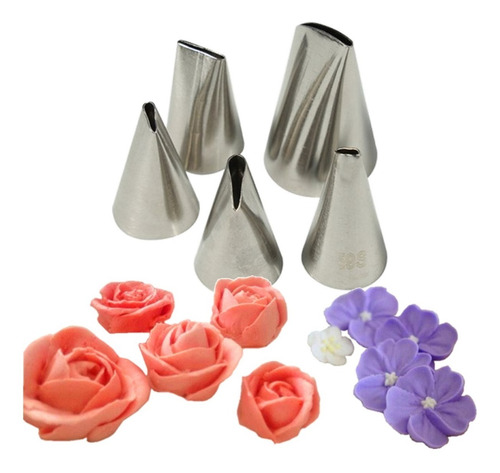 Imagen 1 de 1 de Set 5 Boquillas Para Petalos De Flores. Acero Inox.