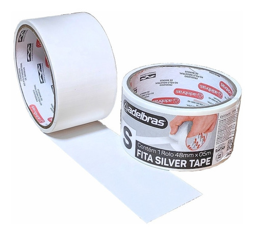 5 Fitas Adesiva Silver Tape Multiuso Alta Fixação 48mm X 5m Cor Branco