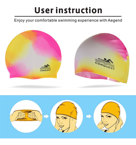 Gorro De Natación De Silicona Unisex Impermeable Colorido Si