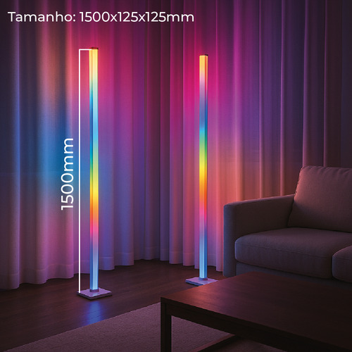 Luminária De Chão Rgb Led Torre Inteligente 5050 Via Usb