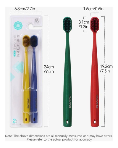 Cepillo De Dientes De 4 Colores Con Cabeza Ancha Y Cerdas Su